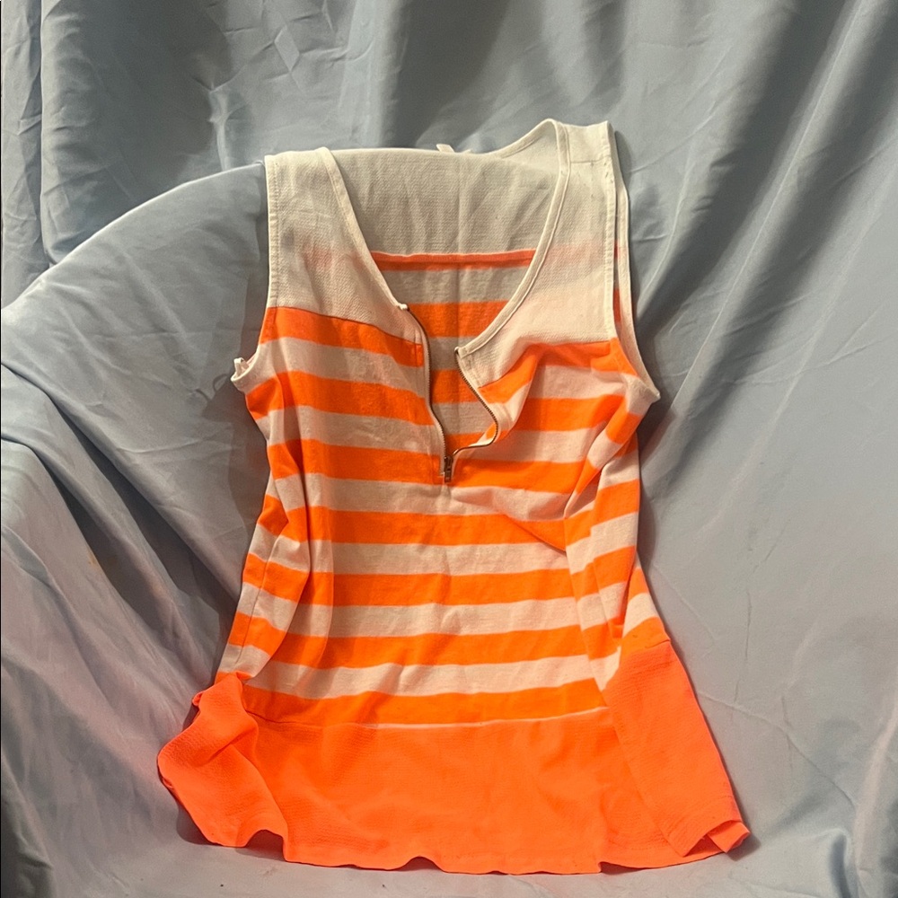 Vibrant Orange and White Striped Tank Top